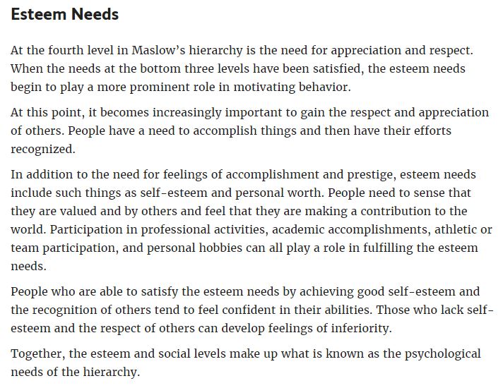 Esteem needs